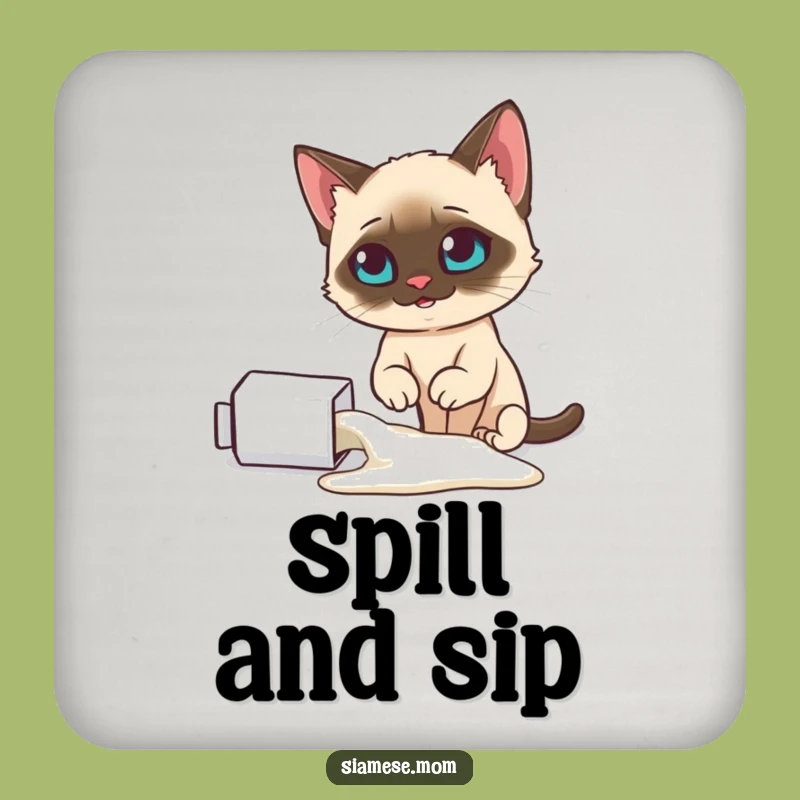 Funny Smug Siamese Cat Coasters: Spilled Milk Protection - Tabletop Gift