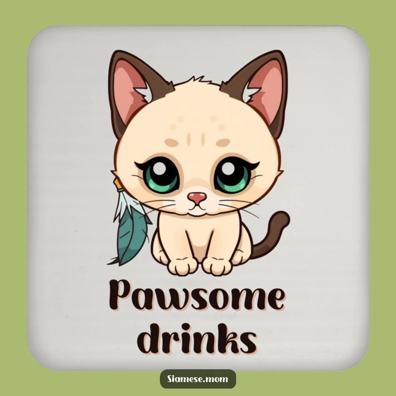 Funny Kawaii Siamese Cat Coasters: Protect Your Surfaces, Cute Funny Gift!