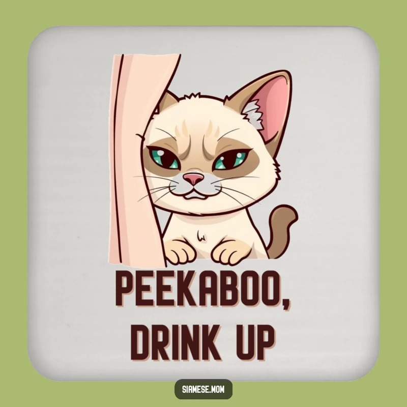 Funny Siamese Cat Coasters: Protect Surfaces with Mischief - Set of 4!