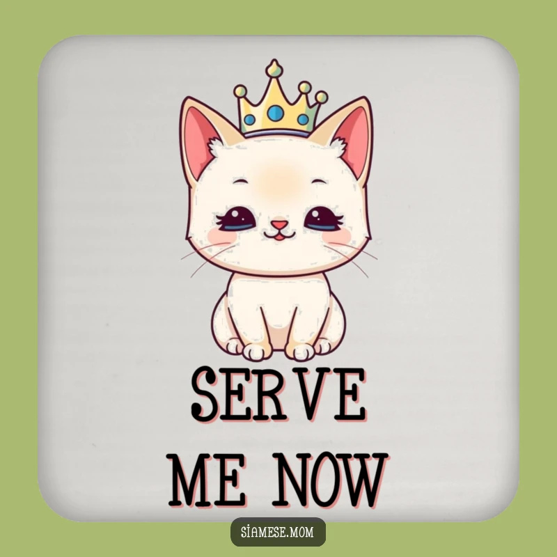 Kawaii Siamese Cat Coasters - Royal Protection, Cute and Funny Set for Cat Fans