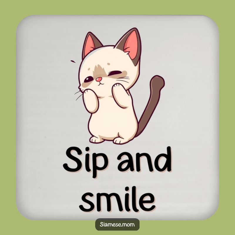 Funny Kawaii Siamese Cat Drink Coasters - Cute Greeting Set