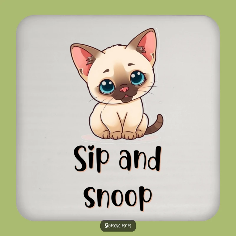 Funny Kawaii Siamese Cat Drink Coaster - Protect Surfaces with Cute Art