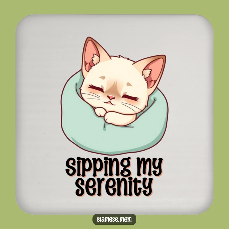 Funny Kawaii Siamese Cat Coaster Set - Cozy Blanket Purr for Drink Protection