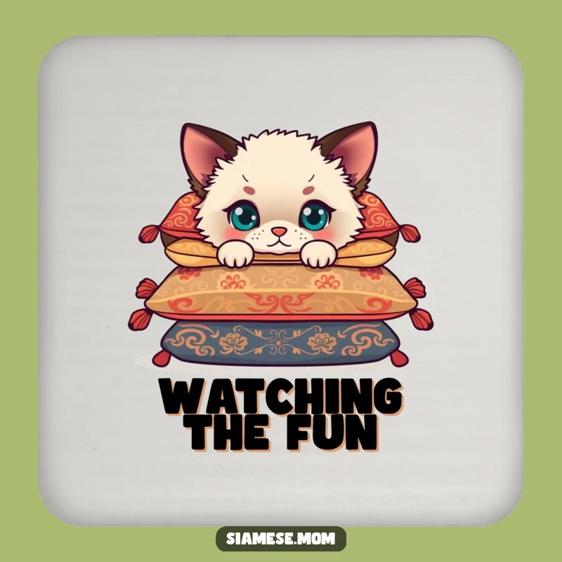 Funny Siamese Cub Drink Coaster: Cute Kitten Table Protector Gift