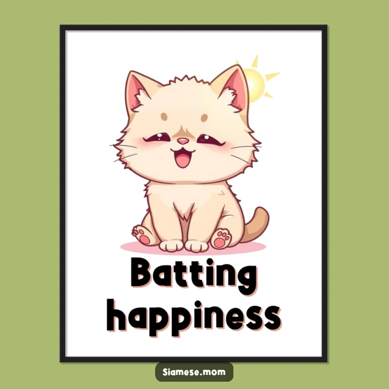 Funny Kawaii Siamese Cat Poster - Playful Sunbeam Art for Walls!