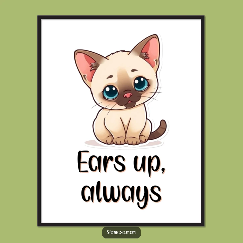 Funny Kawaii Siamese Cat Poster - Adorable Wall Art for Cat Enthusiasts