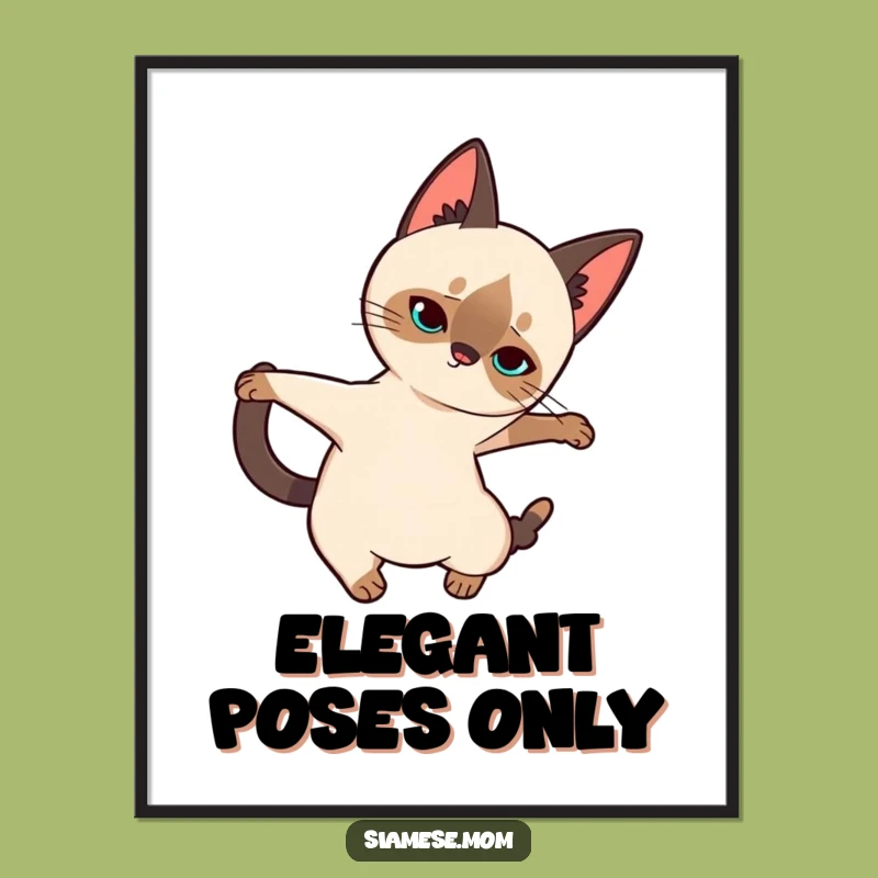Funny Siamese Cat Poster: Elegant Stretches for Your Wall Decor
