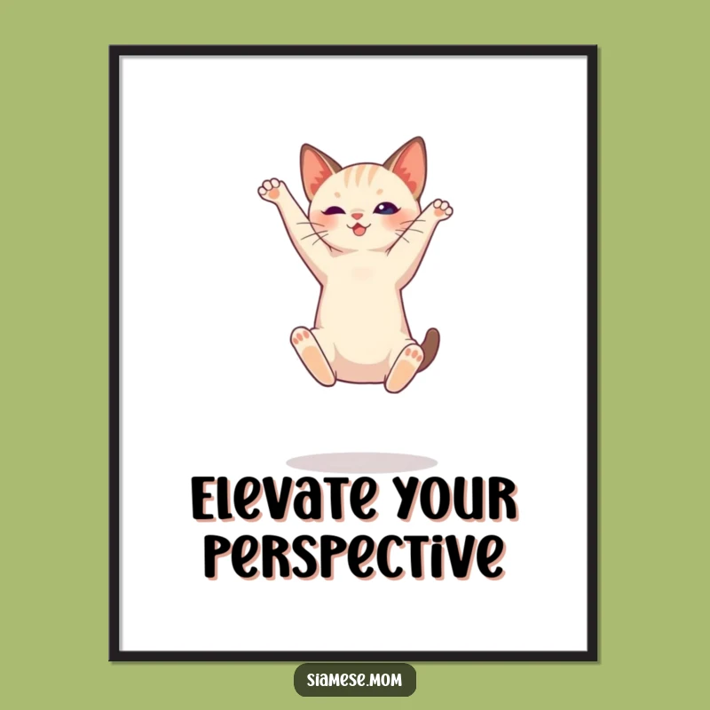 Funny Siamese Cat High Jump Poster - Elegant Feline Art Gift