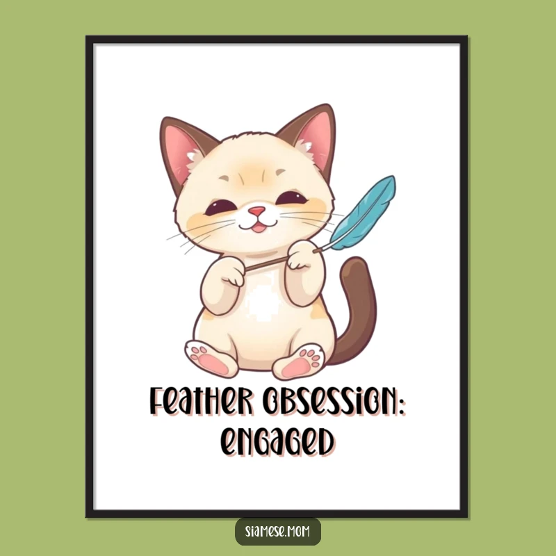 Funny Kawaii Siamese Cat Poster: Playful Paws Art, Hilarious Home Decor Gift