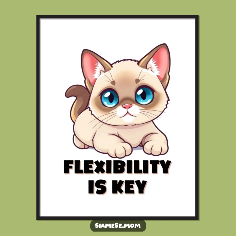 Funny Kawaii Siamese Cat Poster - Serene Wall Art for Calm Spaces