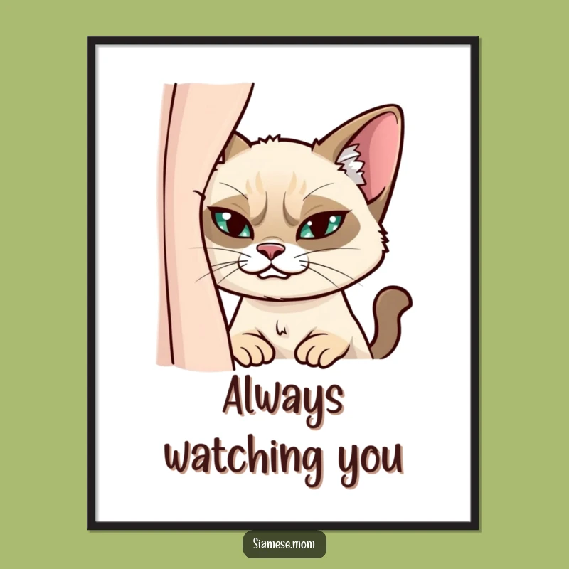 Funny Siamese Cat Poster: Peekaboo Humor - Whimsical Wall Art!