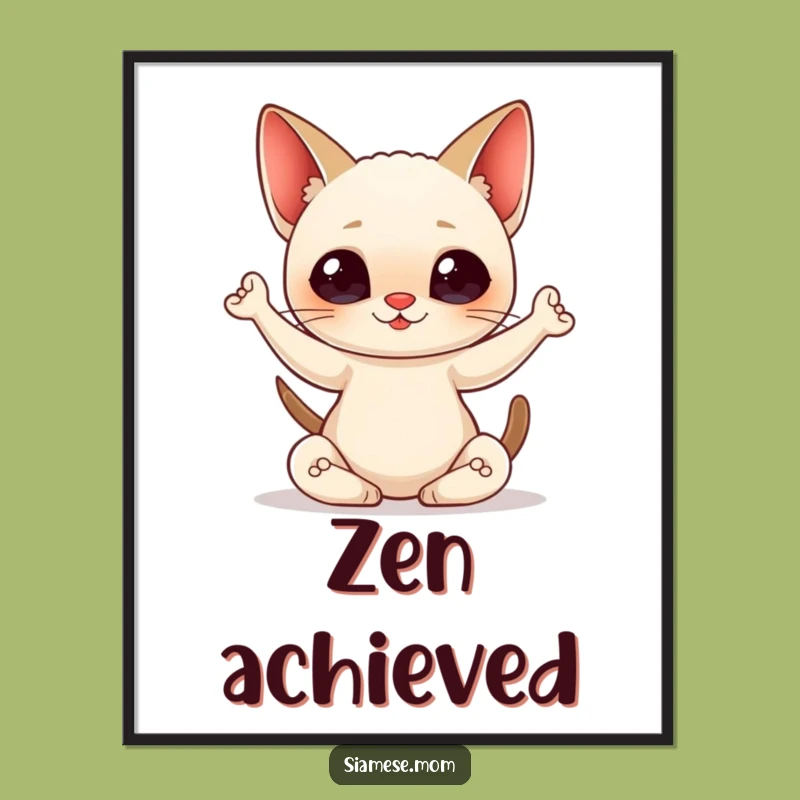 Funny Yoga Cat Poster: Kawaii Siamese Pose Wall Art for Zen Gift