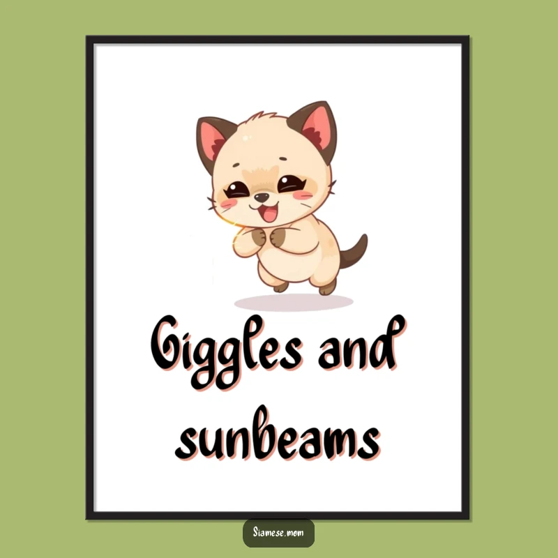 Funny Siamese Cub Poster: Giggling Kitten Light Beam Art
