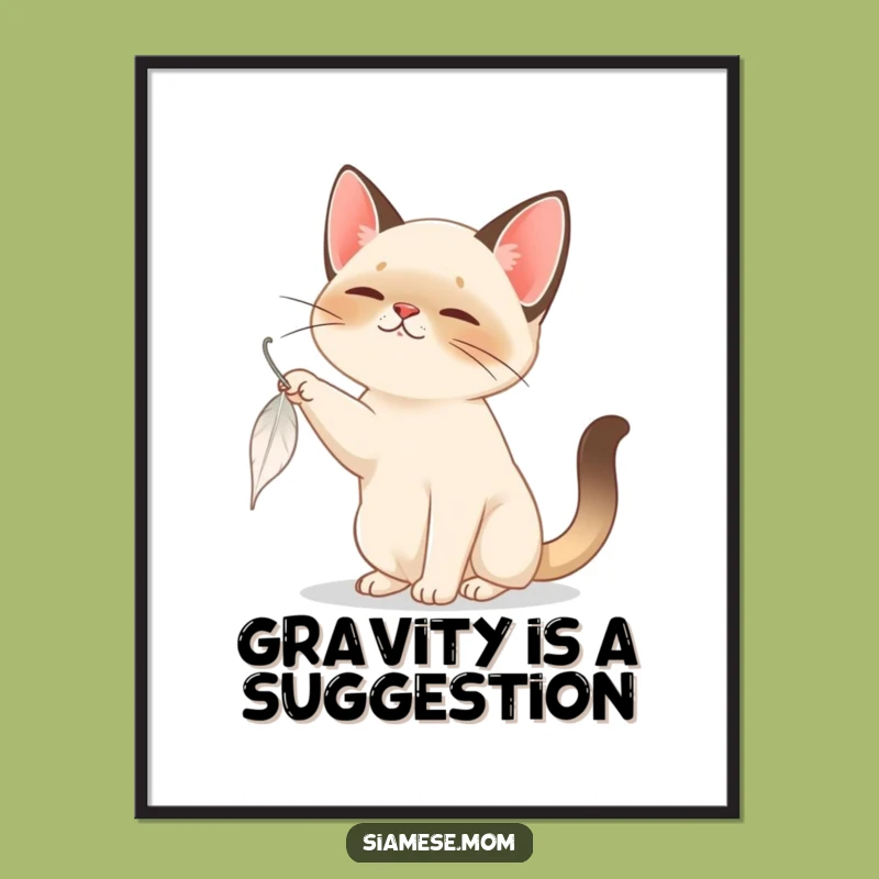 Funny Siamese Cat Feather Poster - Playful Art for Your Walls