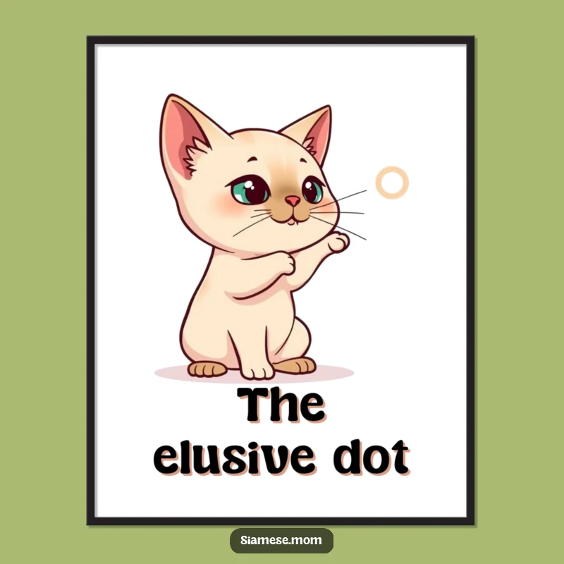 Funny Siamese Cat Art Print - Laser Dot Chase - Dynamic Wall Decor Funny Gift