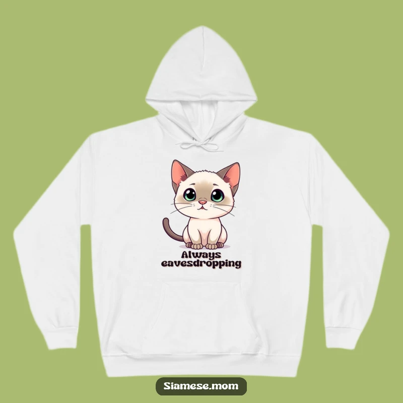 Cozy Siamese Cat Listening Hoodie - Alert Feline Comfort Gift