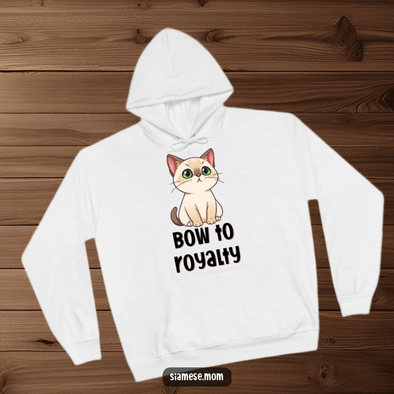 Funny Hoodie showcasing a kawaii Siamese cat with a regal air, surveying its territory with an air of self-importance and charm.