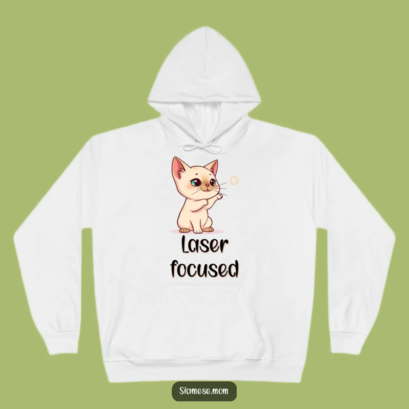 Cozy Funny Siamese Cat Hoodie - Laser Dot Pursuit - Warm and Playful Funny Gift