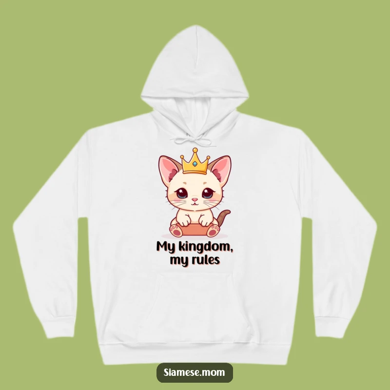Cozy Funny Siamese Kitten Hoodie - Royal Crown Comfort, Ideal Gift!