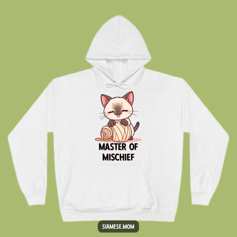 Funny Kawaii Siamese Cat Hoodie: Cozy Yarn Play, Ultimate Funny Gift!