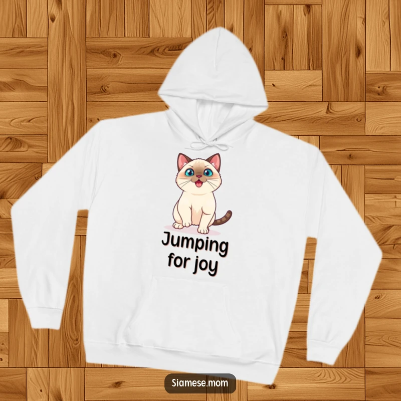 Funny Kawaii Siamese Cat Hoodie Playful Pounce Ready to Spring, Warm Energetic Funny Gift