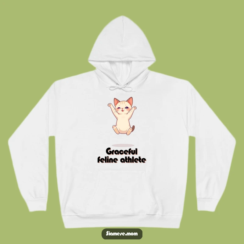 Cozy Siamese Cat High Jump Hoodie - Athletic Feline Comfort Gift