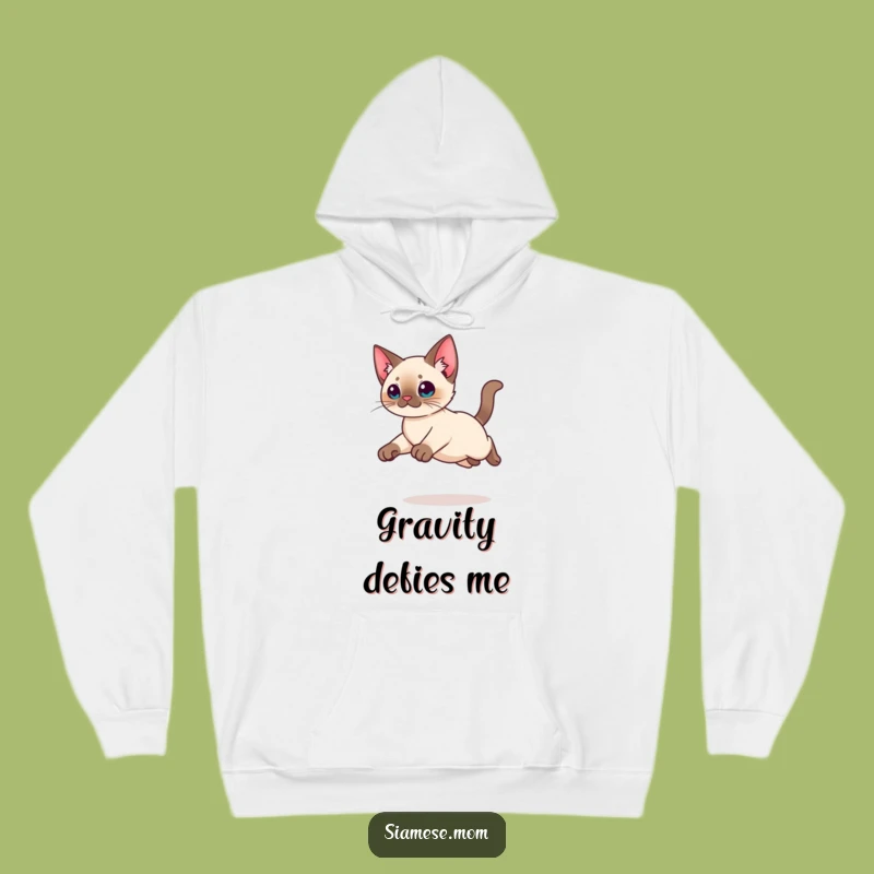 Cozy Funny Kawaii Siamese Cat Hoodie: Graceful Leap Comfort, Perfect Dynamic Gift
