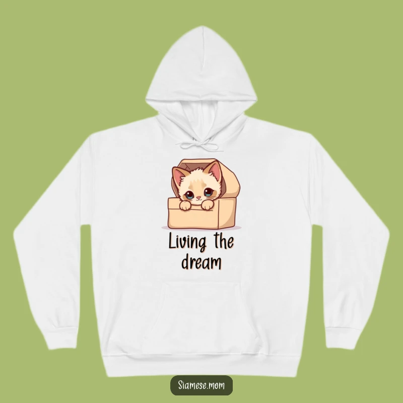 Cozy Funny Hoodie: Kawaii Siamese Kitten's Boxed Surprise Comfort
