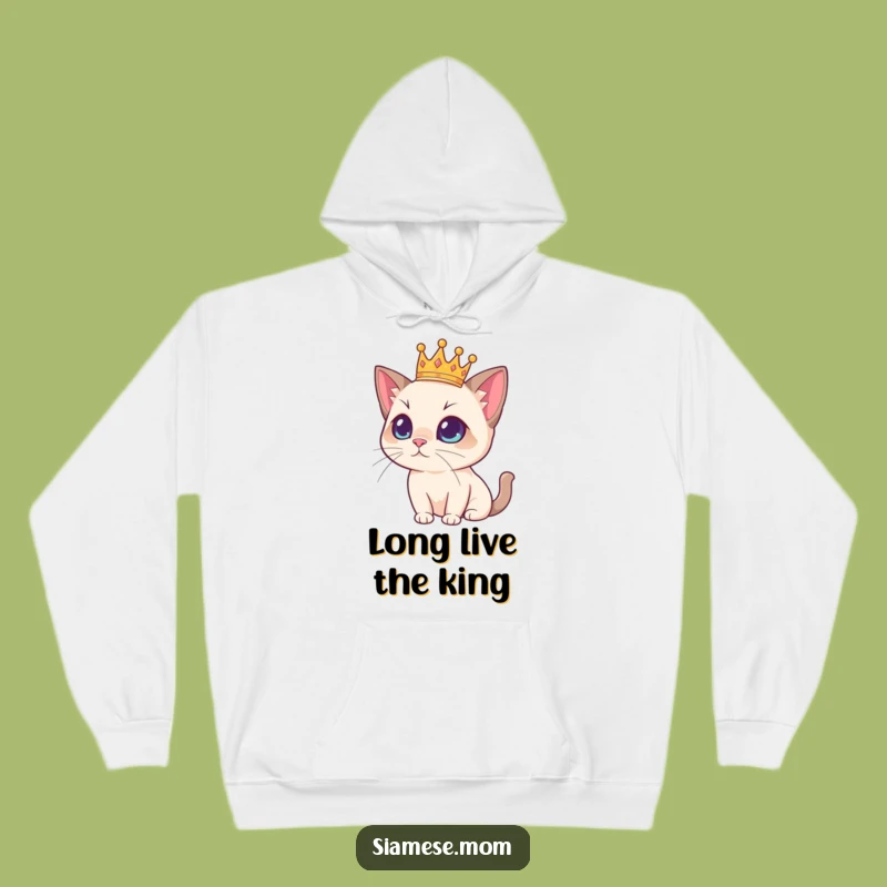 Funny Regal Siamese Cat Hoodie with Crown - Cozy Royal Feline Sweatshirt Gift!