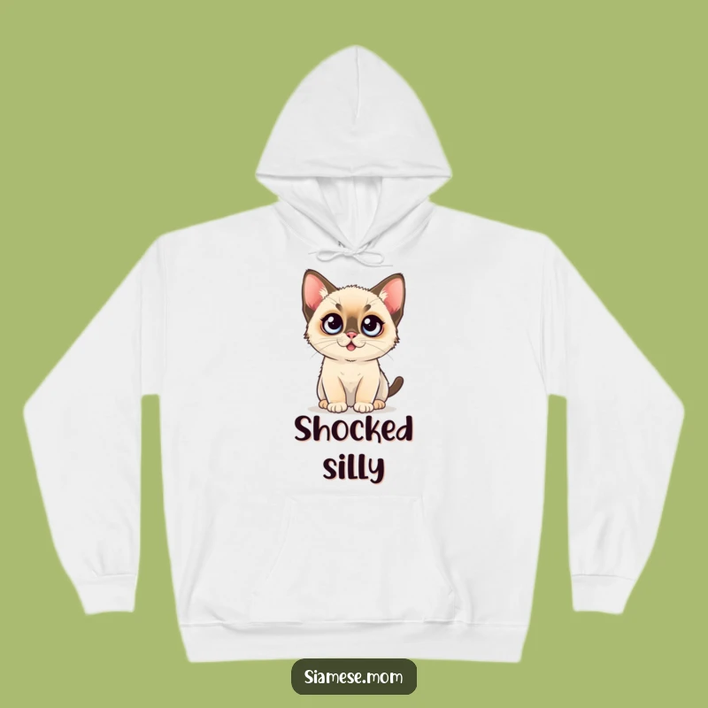 Cozy Funny Hoodie: Kawaii Siamese Kitten's Astonished Look
