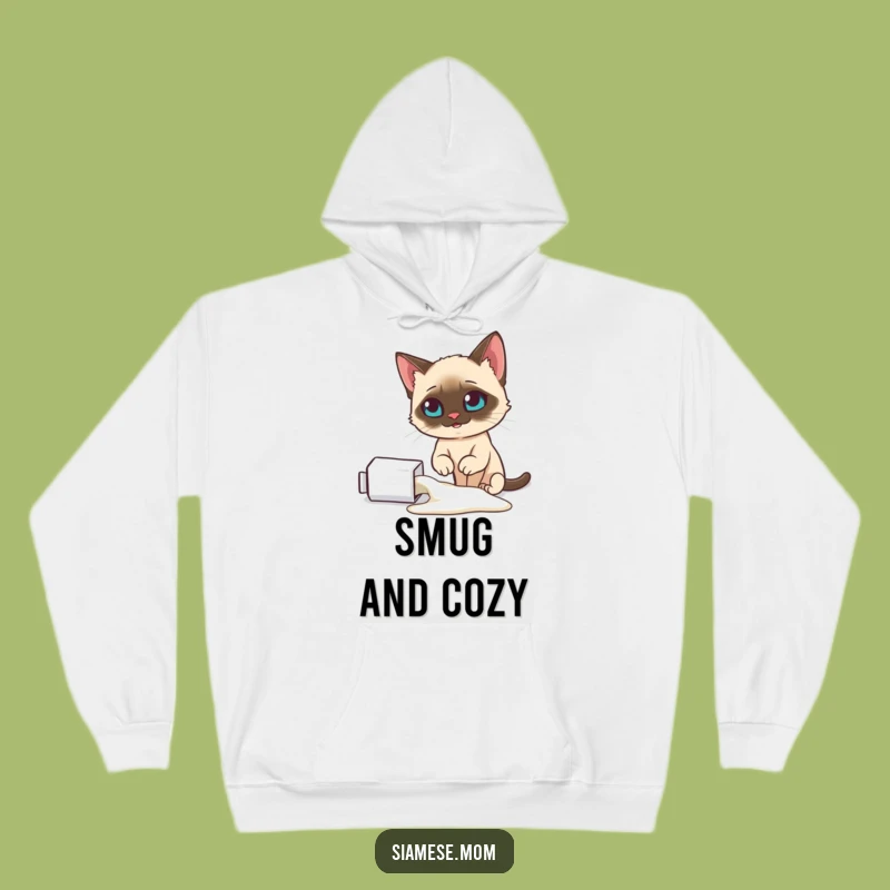 Cozy Funny Smug Siamese Cat Hoodie: Spilled Milk Vibes - Warm Pet Gift