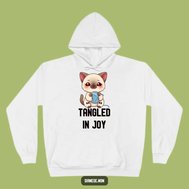 Funny Kawaii Siamese Cat Hoodie - Cozy Yarn Ball Kitty Sweatshirt