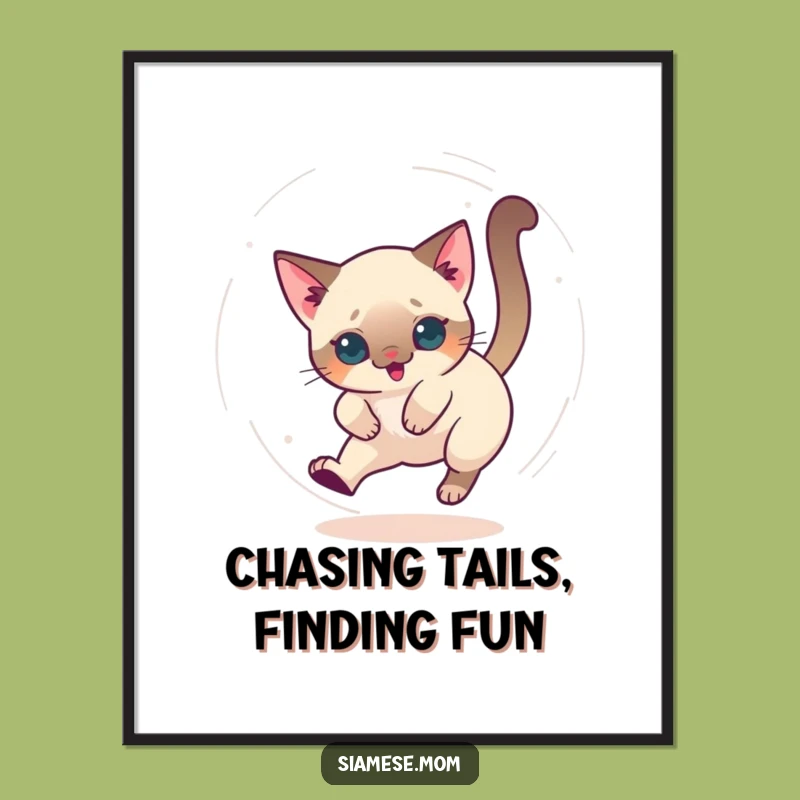 Free Printable Wall Art: Dizzy Kawaii Cat Chase, Funny Downloadable Decor for Playful Spaces