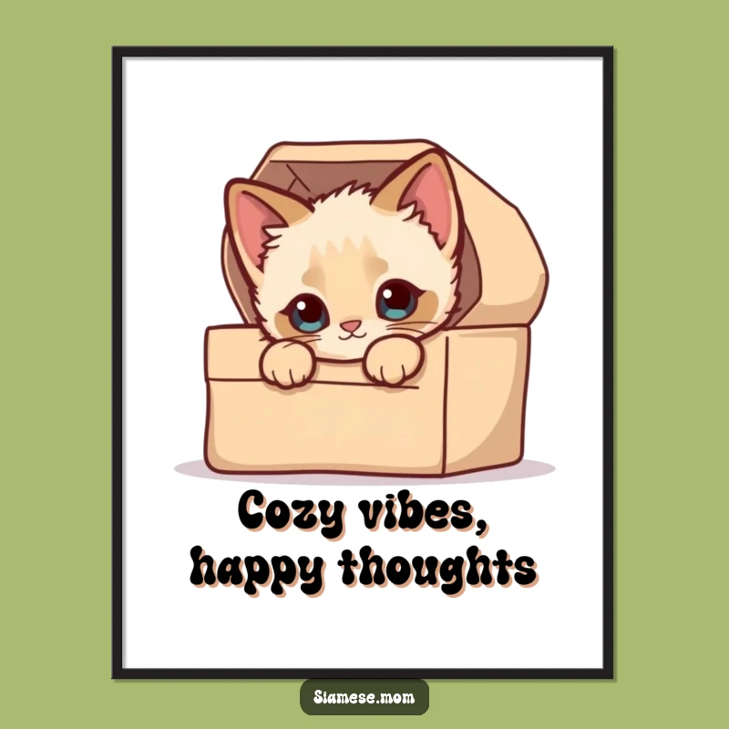 Funny Free Printable Wall Art: Kitten Peeking Box Downloadable Decor