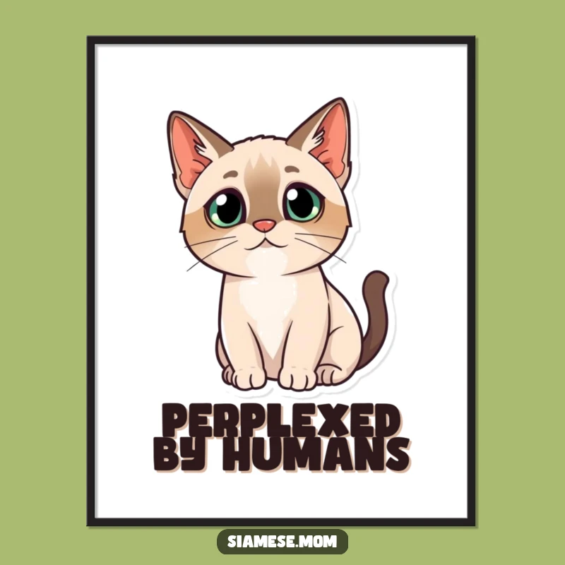 Curious Siamese Cat Art Free Printable - Pondering Feline Downloadable Decor