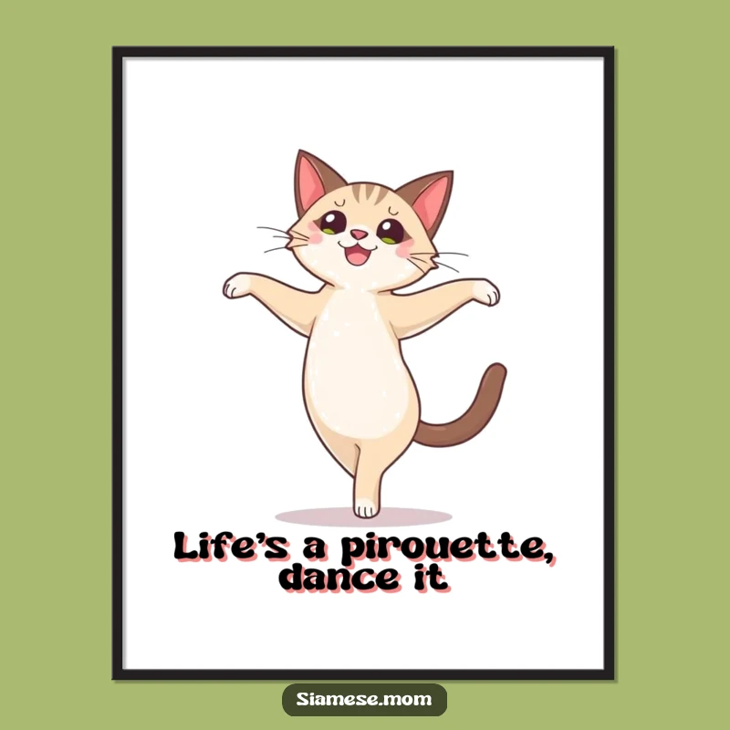 Free Printable Ballet Cat Art - Joyful Funny Downloadable Decor Gift