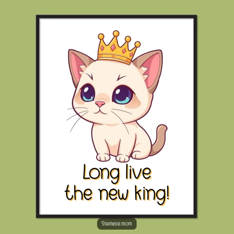 Free Printable Regal Siamese Cat Wall Art - Funny Downloadable Royal Feline Decor for Your Home