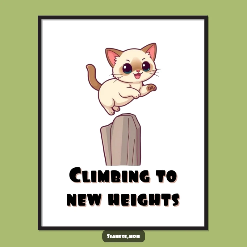 Free Printable Wall Art: Majestic Kawaii Siamese Cat Perch - DIY Decor
