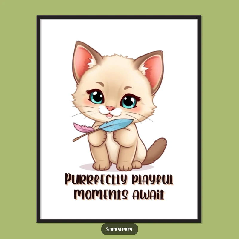 Free Printable Wall Art: Mischievous Kitten Feather Fun - Funny Downloadable Decor Gift!