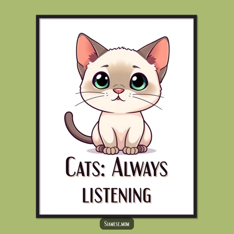 Siamese Cat Listener: Free Printable Wall Art for Focused Spaces