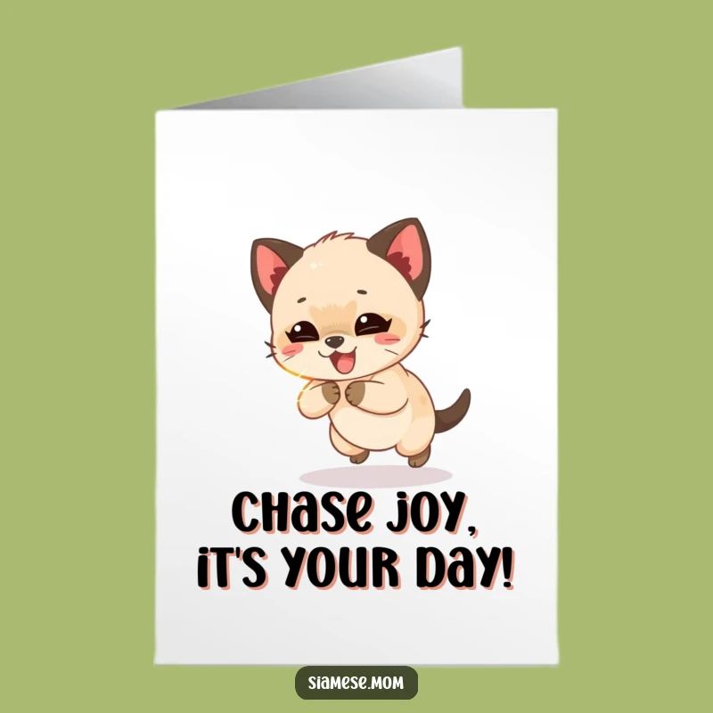 Giggling Siamese Cub Birthday Card - Free Printable Funny DIY Downloadable