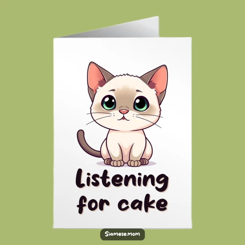 Focused Siamese Cat Birthday Card: Free Printable Attentive Listener