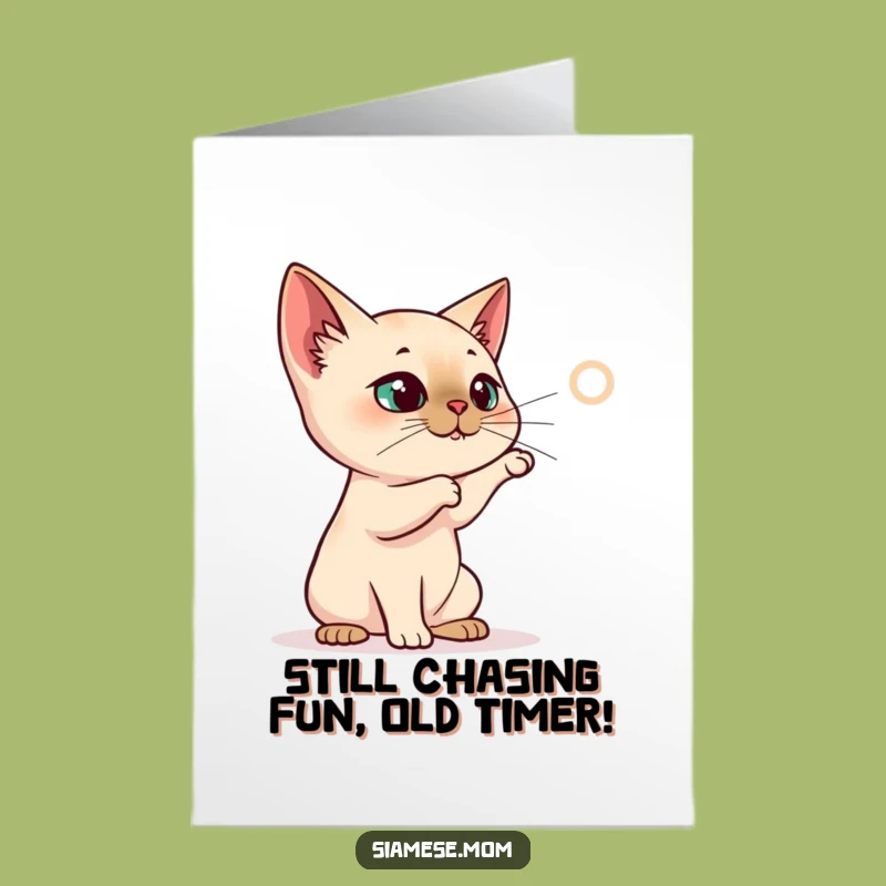 Free Printable Birthday Card: Siamese Cat Laser Dot Chase