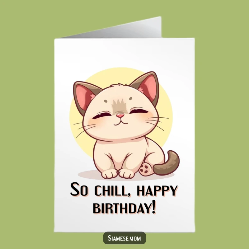 Kawaii Siamese Birthday Card Free Printable - Blissful Cat Lover Downloadable