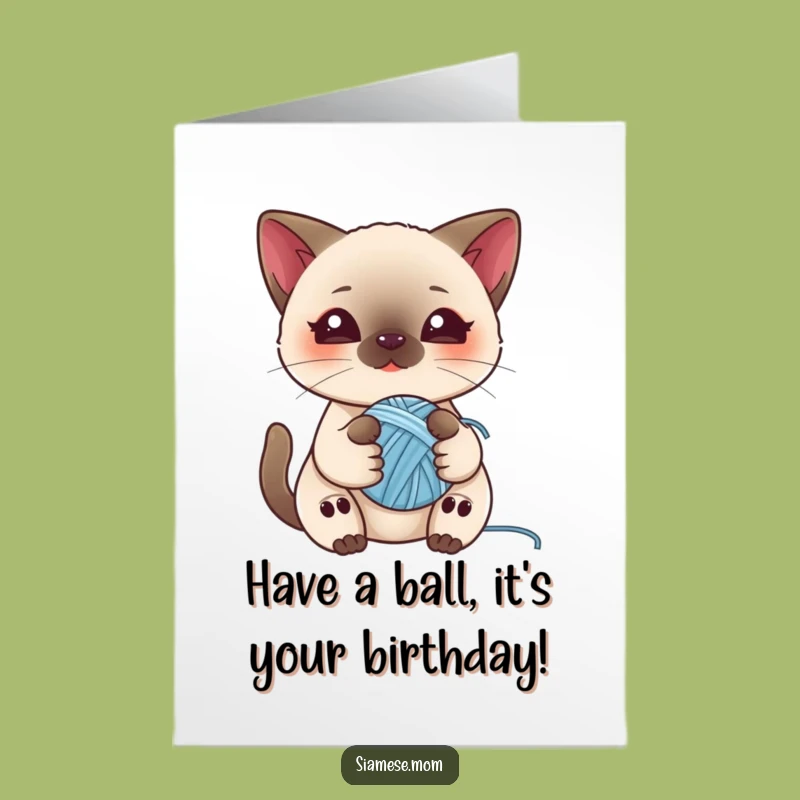 Kawaii Siamese Cat Birthday Card: Free Printable Yarn Gift