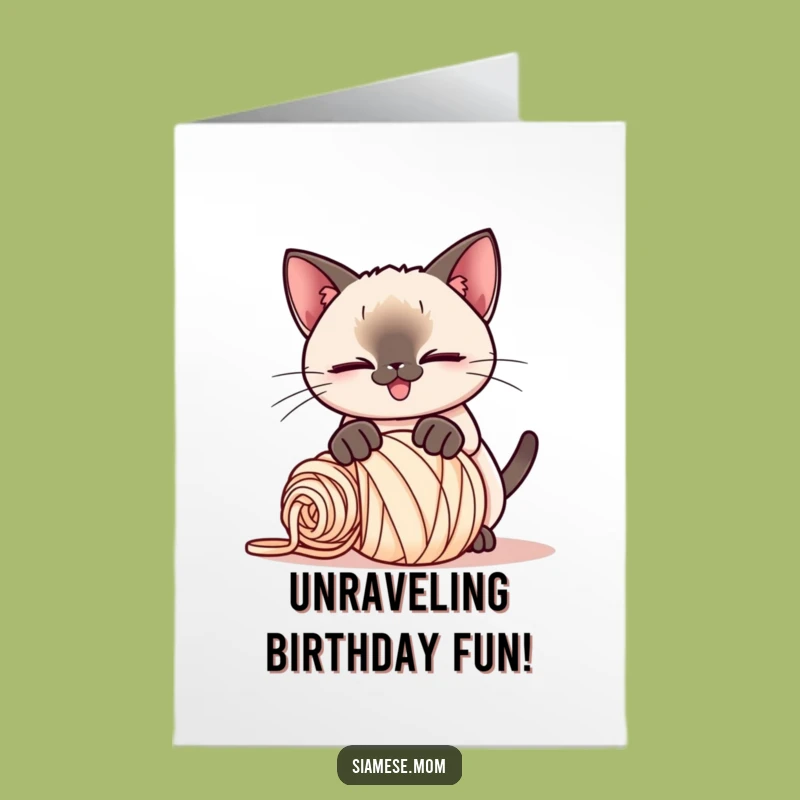 Free Printable Birthday Card: Playful Cat Yarn Pounce Birthday Fun