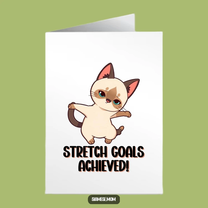 Free Printable Congrats Card: Elegant Kawaii Siamese Cat Stretch Gift