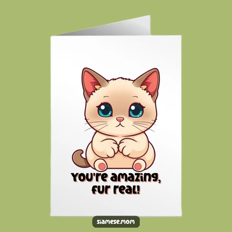 Free Printable Congrats Card: Neat Kawaii Siamese Cat