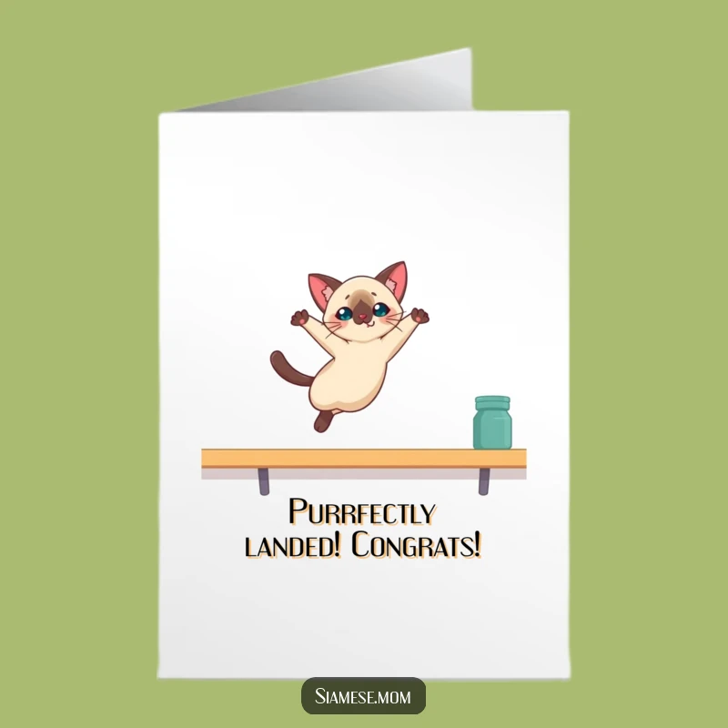 Free Printable Kawaii Siamese Cat Congrats Card: Hilarious Achievement Downloadable Gift