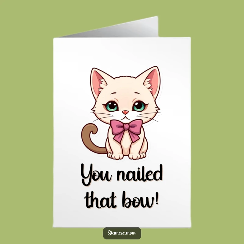 Free Printable Siamese Cat Bow Congratulations Card - Elegant Funny Downloadable Gift